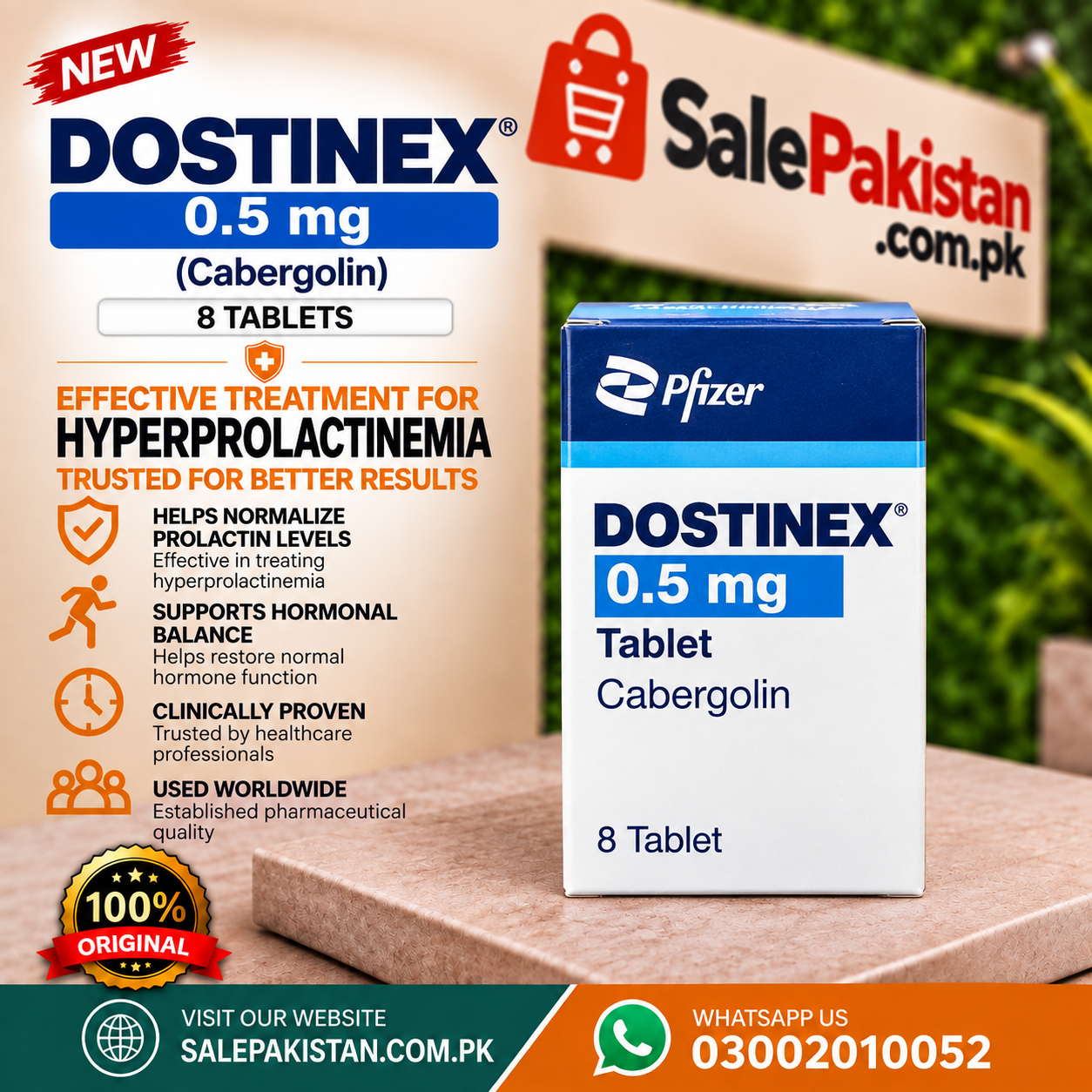 Dostinex 0.5 mg 8 Tablet Kabergoline In Pakistan thumbnail 2