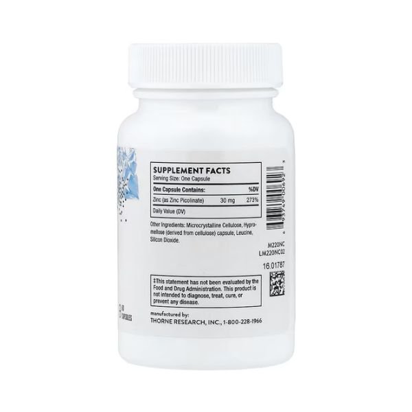 Thorne Zinc Picolinate, 30 mg, 60 Capsules Price in Pakistan thumbnail 2