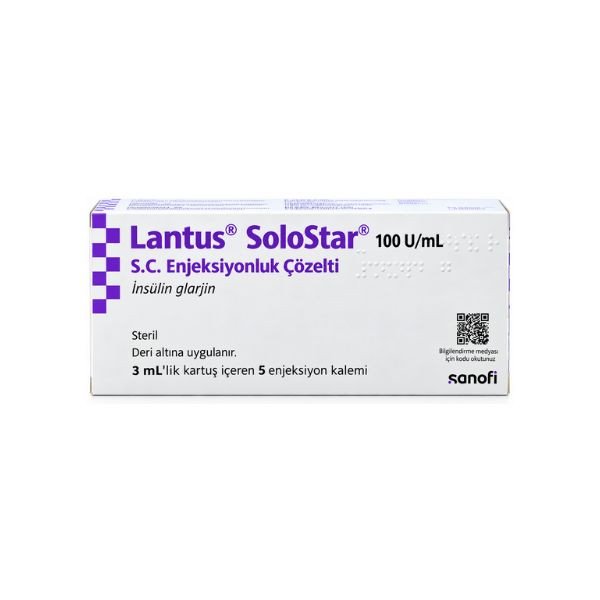 Lantus SoloStar Insulin Glargine 100 Units/ml Injection 5 x 3 ml Pens In Pakistan