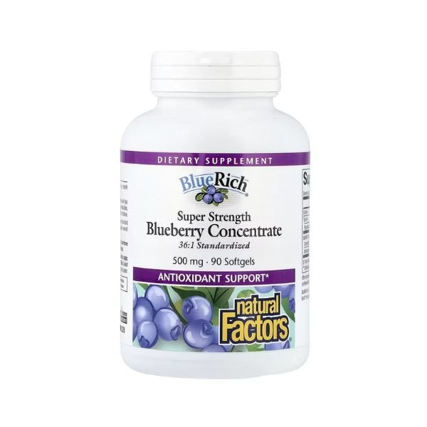 Natural Factors BlueRich Super Strength Blueberry Concentrate 500mg, 90 Softgels in Pakistan
