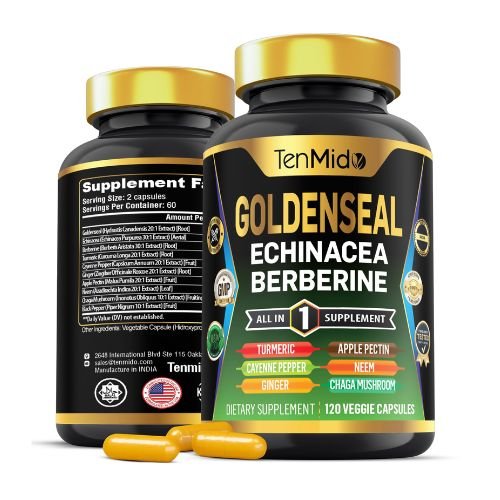 TenMid Supplement F – Goldenseal, Echinacea & Berberine All-in-One Formula | 60 Capsules